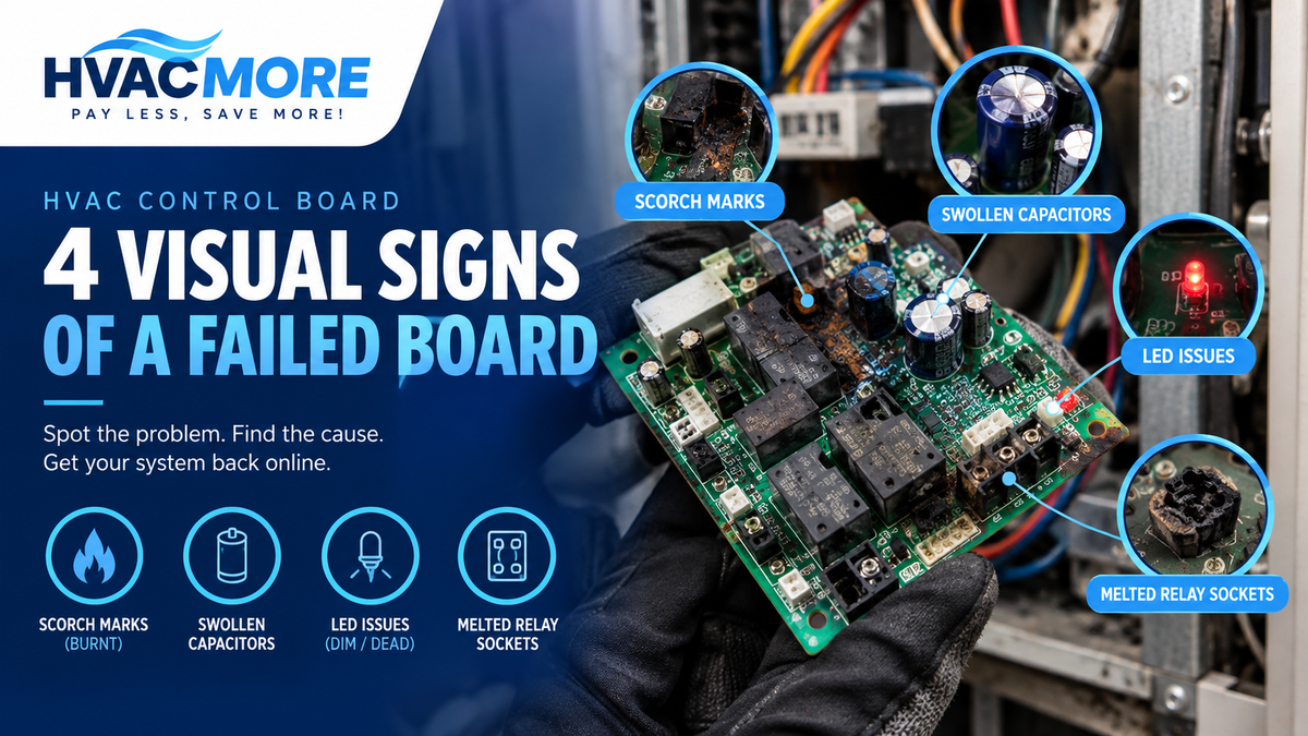 HVAC Control Board Visual Diagnosis Guide: Burnt, Flashing, and Damaged Boards in 2026