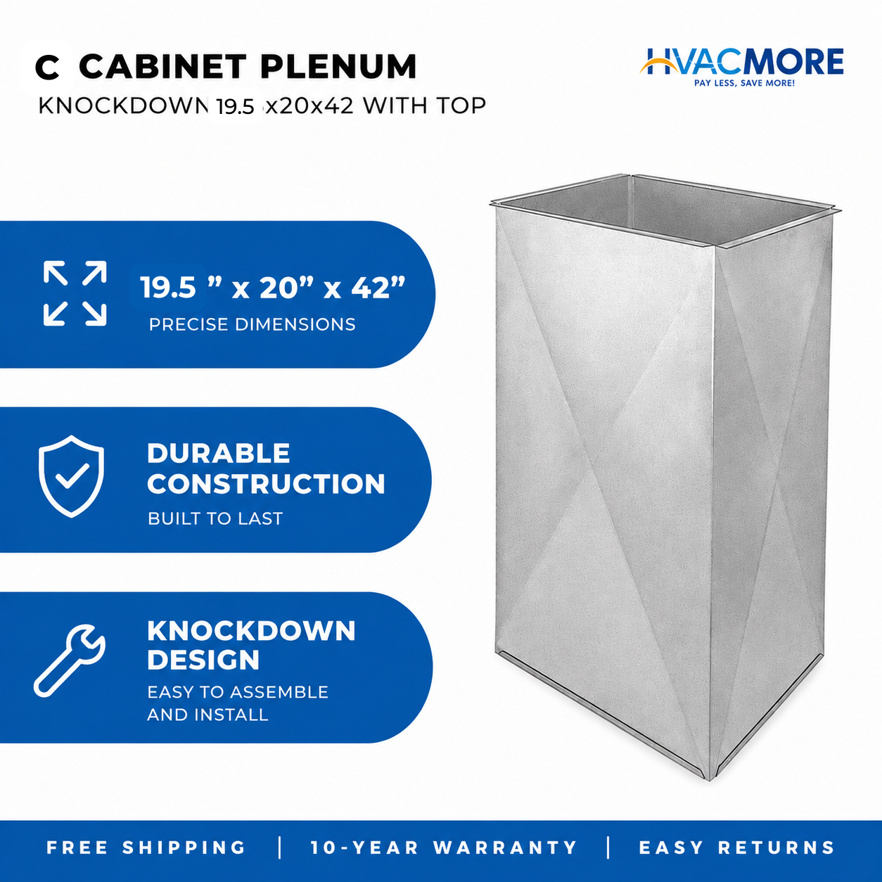 Discreet Plenum Cabinet 19.5X20X42 Knockdown With Secure Top