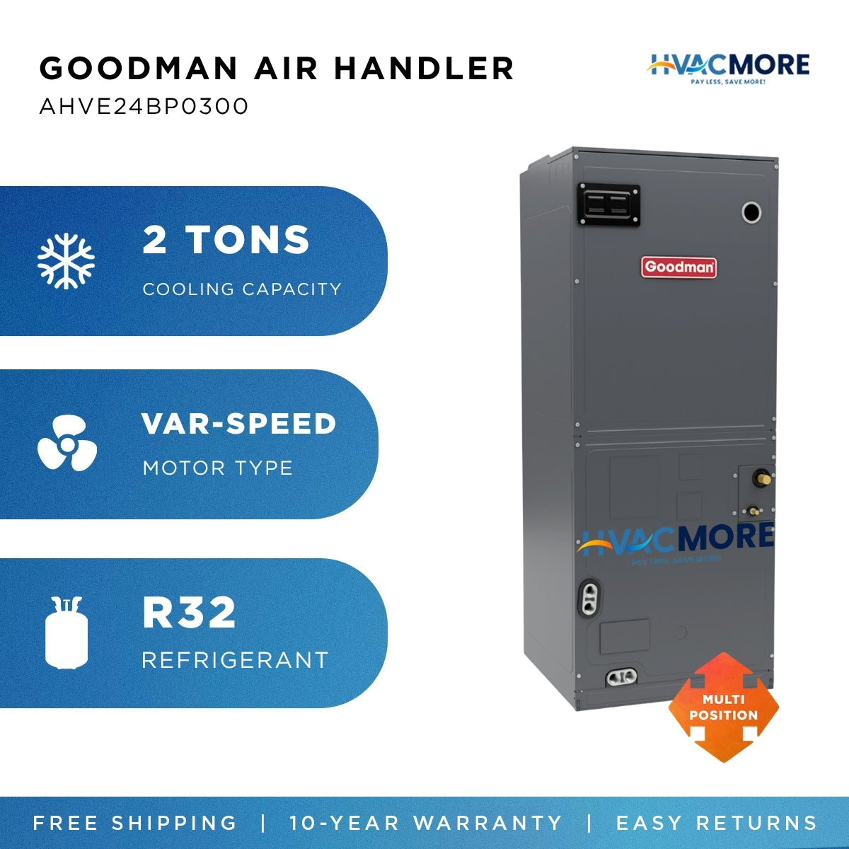 Goodman AHVE24BP0300 2 Ton Variable-Speed Air Handler R-32
