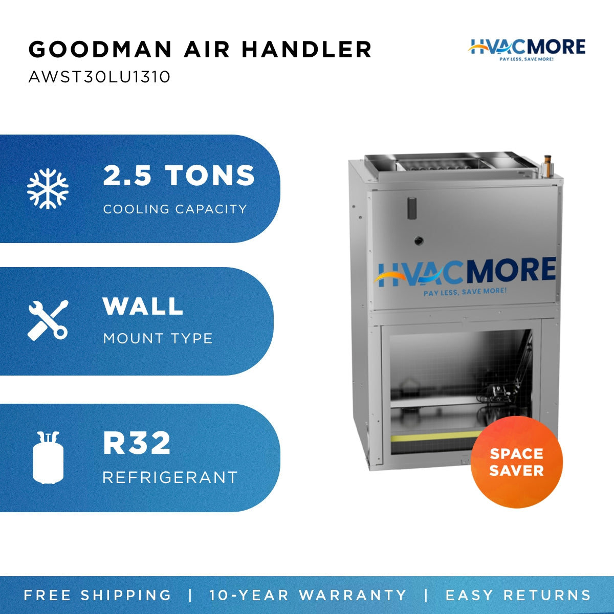Goodman AWST30LU1310 2.5 Ton Wall-Mount Air Handler R-32