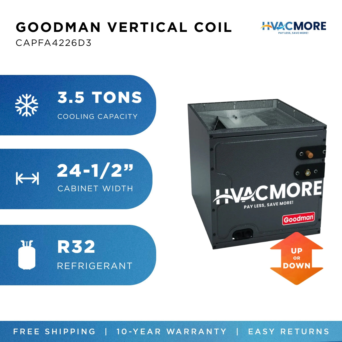 Goodman CAPFA4226D3 Cased Evaporator A-Coil R-32