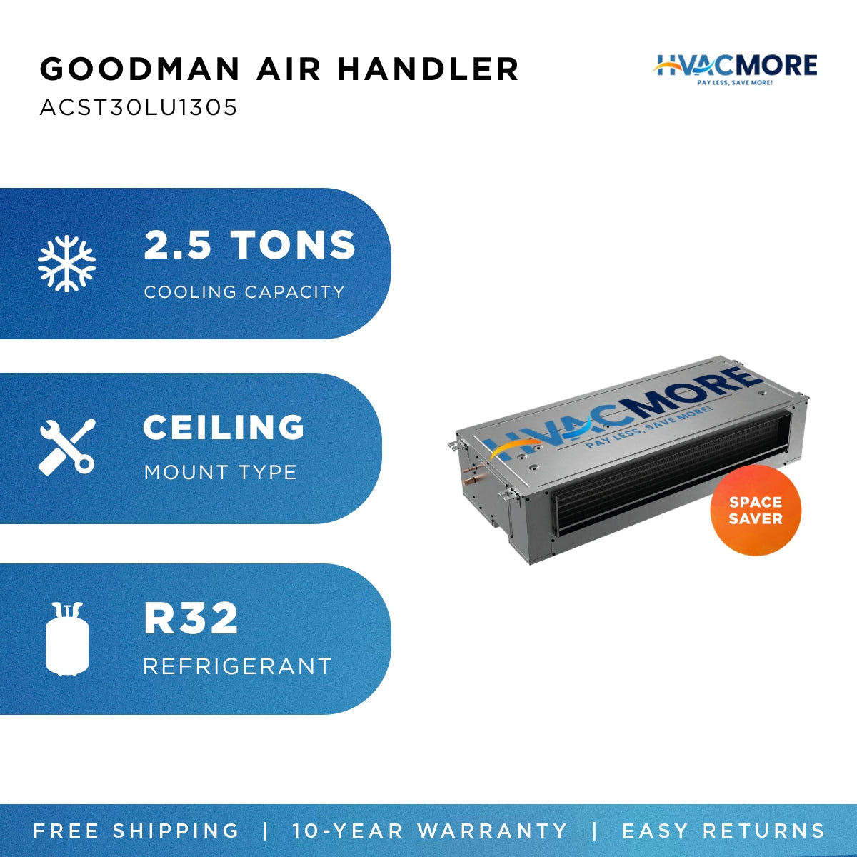 Goodman ACST30LU1305 2.5 Ton Ceiling Mount Air Handler R-32