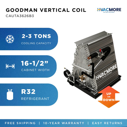 Goodman CAUTA3626B3 3 Ton Uncased Vertical Evaporator Coil R-32