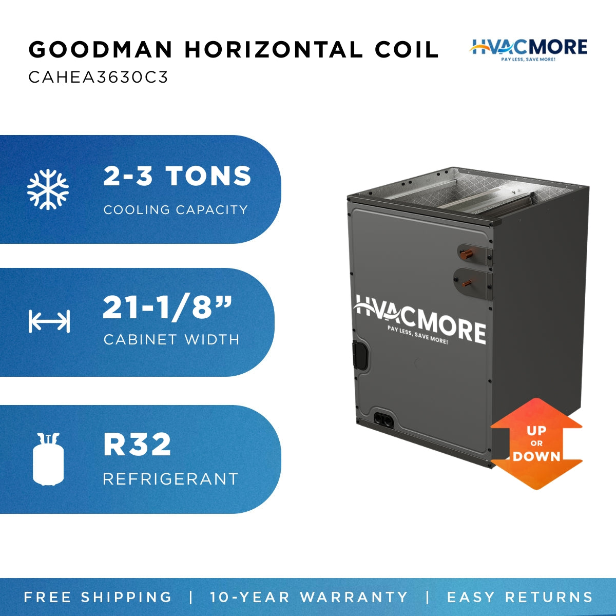 Goodman CAHEA3630C3 Horizontal Cased Evaporator Coil R-32