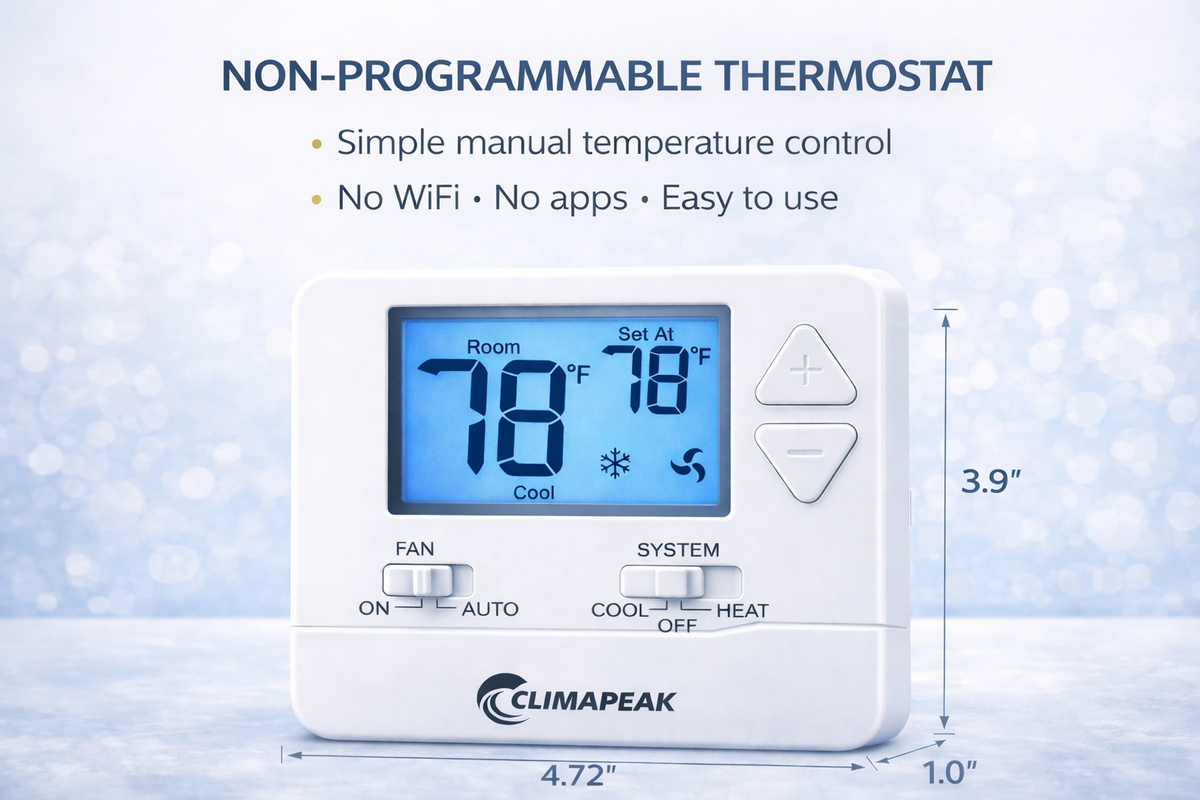 Digital Non Programmable Wall Thermostat Heat / Cool (Batteries Included)