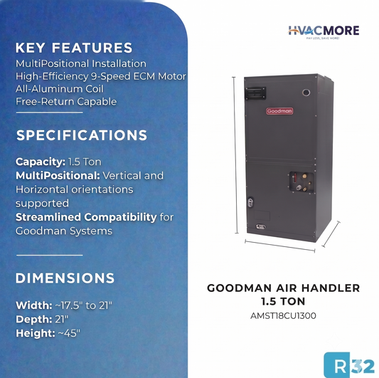 Goodman 1.5 Ton Multi Positional Ducted Air Handler AMST24BU1300