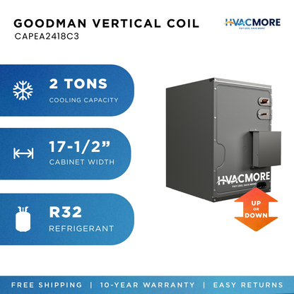 Goodman 2 Ton 21" Cased Upflow/Downflow Evaporator Coil EEV R-32 - CAPEA2418C3