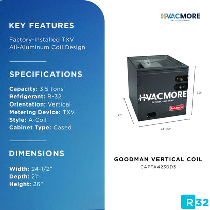 Goodman 3.5 Ton R32 Vertical Evaporator Coil - CAPTA4230D3