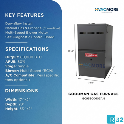 GC9S800603AN | GOODMAN | 60K BTU | Downflow