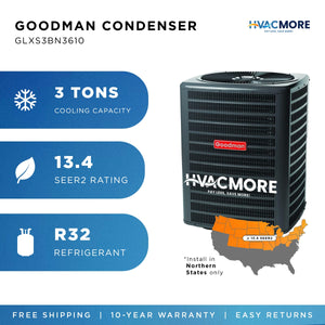 Goodman 3 Ton 13.4 SEER2 Single-Stage AC Condenser R-32 Northern Region