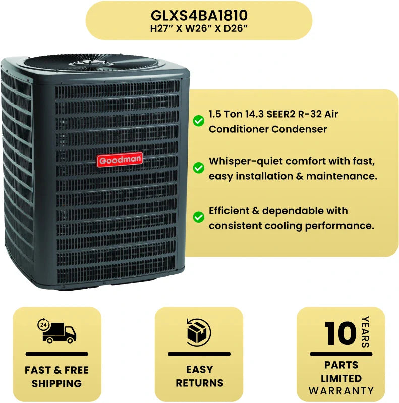 Goodman 1.5 Ton 14.3 SEER2 R-32 Air Conditioner Condenser