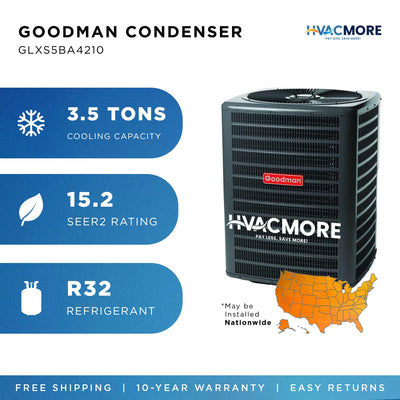 Goodman 3.5 Ton 15.2 SEER2 Single-Stage AC Condenser R-32