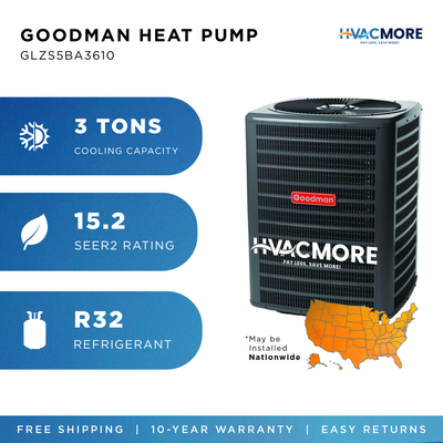 Goodman 3 Ton 15.2 SEER2 Single-Stage AC Condenser R-32