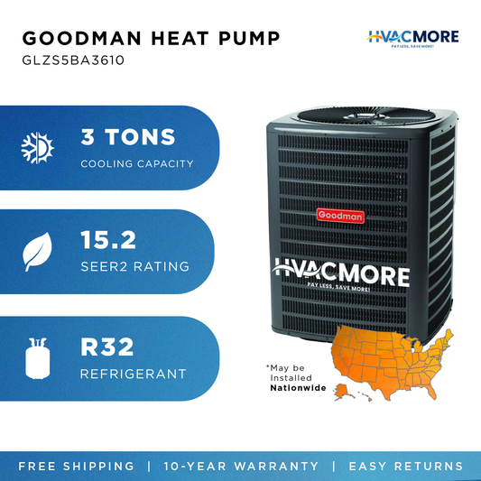 Goodman 3 Ton 15.2 SEER2 Single-Stage AC Condenser R-32