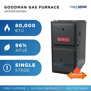 Goodman 80,000 BTU 96% AFUE Single-Stage Gas Furnace Upflow/Horizontal 17.5" Cabinet R-32
