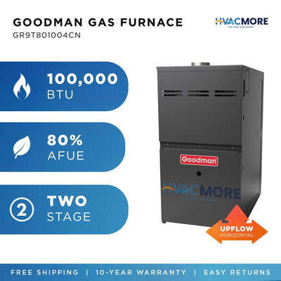 Goodman 100,000 BTU 80% AFUE Two-Stage Gas Furnace Upflow/Horizontal 21" Cabinet R-32