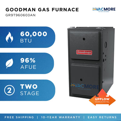 Goodman 60,000 BTU 96% AFUE Two-Stage Gas Furnace Upflow/Horizontal 14" Cabinet R-32