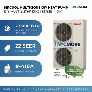 DIYM227HPW00C00 | MR COOL | DIY 4th Gen 2-Zone 27K BTU Multi-Zone Ductless Heat Pump System | 22 SEER