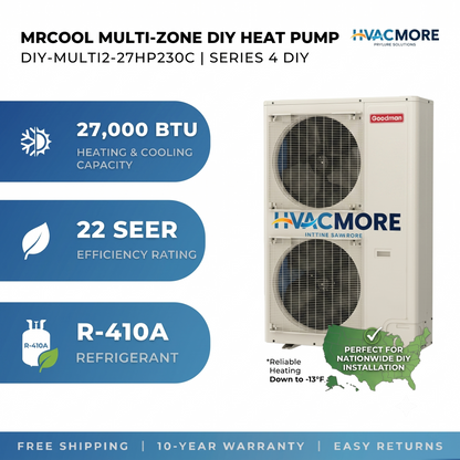 MrCool Multi-Zone DIY Heat Pump System, 27,000 BTU, 22 SEER