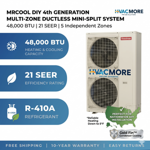 DIYM548HPW00C00 | MR COOL | DIY 4th Gen 5-Zone 48K BTU Multi-Zone Ductless Heat Pump System