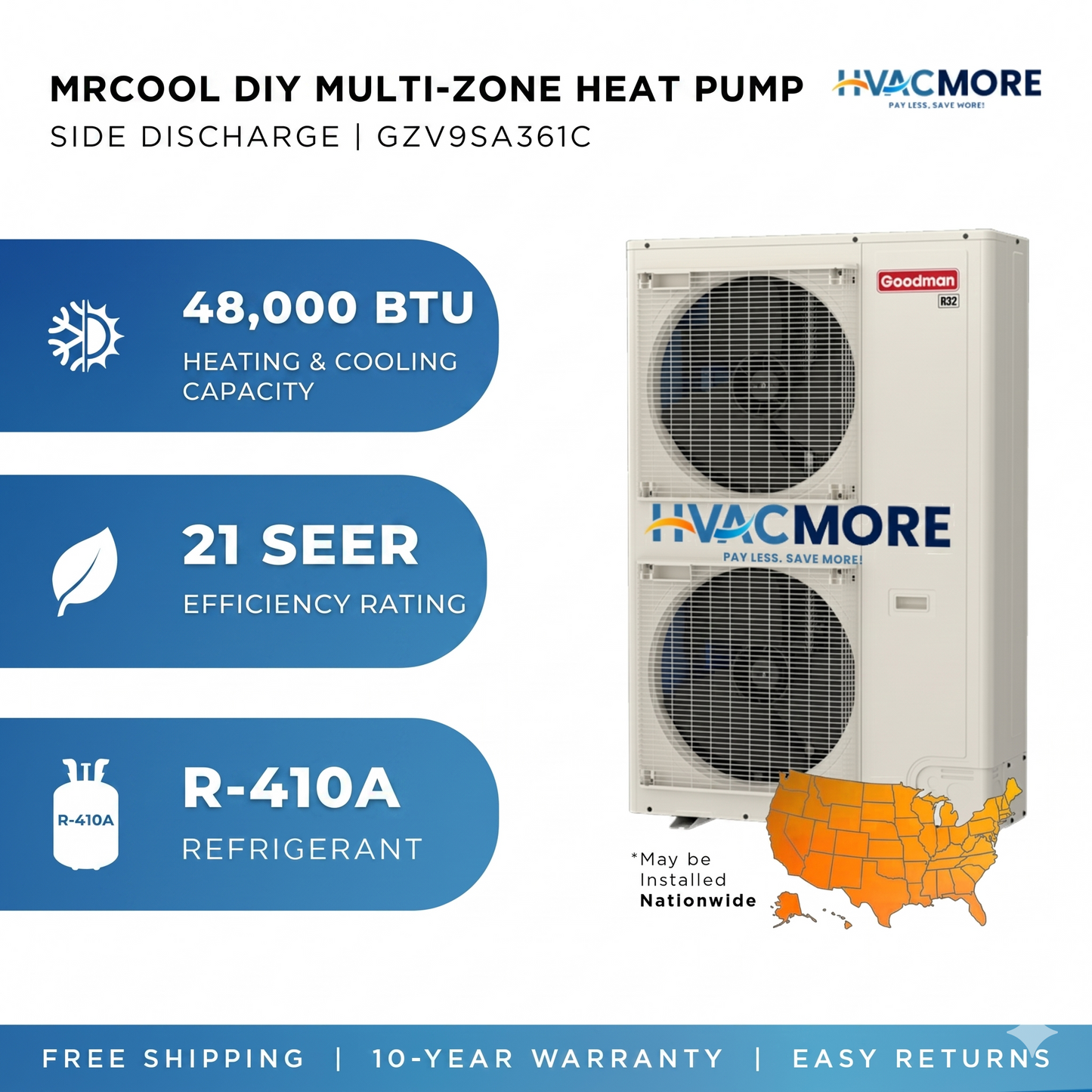 MrCool 48,000 BTU 21 SEER Multi-Zone DIY Heat Pump System