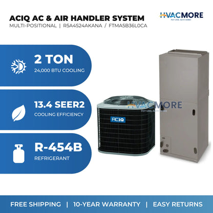 ACiQ 2 Ton 13.4 SEER2 R-454B Air Conditioner + Variable-Speed Air Handler Split System - Multi-Positional | R5A4S24AKANA / FTMA5B36L0CA