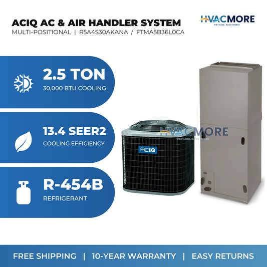 ACiQ 2.5 Ton 13.4 SEER2 R-454B Air Conditioner + Variable-Speed Air Handler Split System - Multi-Positional