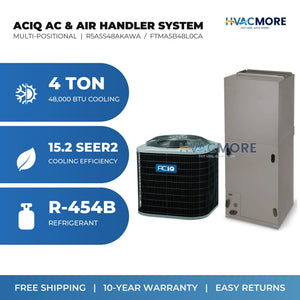 ACiQ 4 Ton 15.2 SEER2 R-454B Air Conditioner + Variable-Speed Air Handler Split System - Multi-Positional