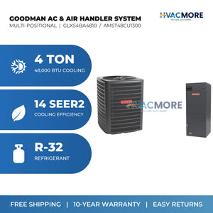 Goodman 4 Ton 14 SEER2 R-32 Air Conditioner + Air Handler Split System - Multi-Positional