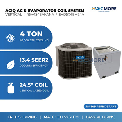 ACiQ 4 Ton 13.4 SEER2 R-454B Air Conditioner + 24.5" Vertical Cased Evaporator Coil System
