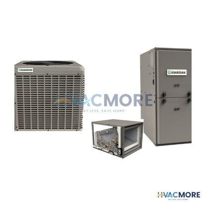 Guardian 3 Ton 14.3 SEER2 80% AFUE 100,000 BTU Furnace and AC System, 21" Wide, 1,600 CFM - R-454B Horizontal / Upflow / Downflow - RC436E2S11 / CTM36C5ADS1 / RL18100C16MPS1