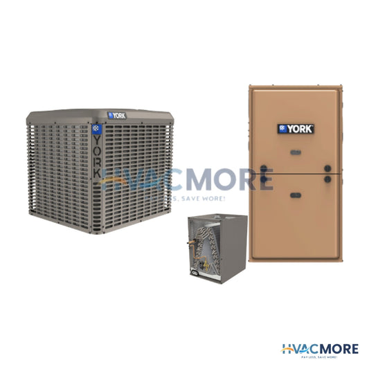 York 4 Ton 14.3 SEER2 80% AFUE 100,000 BTU Furnace and Heat Pump System - R-454B Upflow / Downflow - Y81E100C16SMPS1 / YH448E2S11 / CTF48C5CFS1