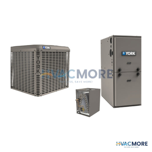 York 3 Ton 16 SEER2 96% AFUE 80,000 BTU Furnace and Heat Pump System - R-454B Upflow / Downflow - Y91E080B12SMPS1 / YH636E2S11 / CTF36B5ADS1