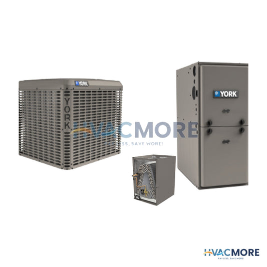 York 2 Ton 14.3 SEER2 96% AFUE 60,000 BTU Furnace and AC System - R-454B Upflow / Downflow - YC424E2S11 / CTF24A5ABS1 / Y91E060A10SMPS1