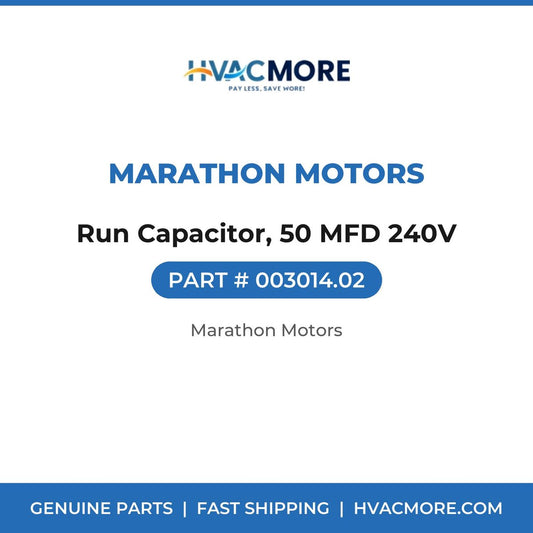 Marathon Motors Run Capacitor, 50 MFD 240V 003014.02