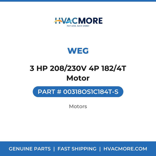 WEG 3 HP 208/230V 4P 182/4T Motor 00318OS1C184T-S