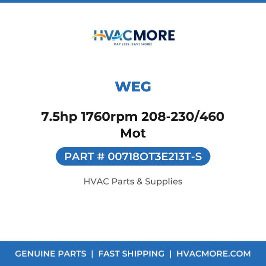 WEG 7.5hp 1760rpm 208-230/460 Mot 00718OT3E213T-S