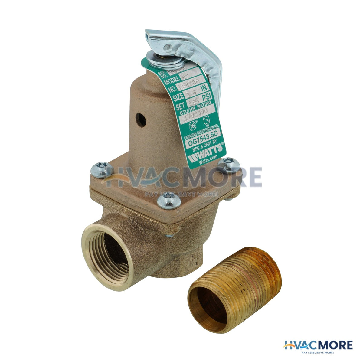 Raypak 3/4" 1,700,000 BTU Relief Valve (125 PSI) 007224F