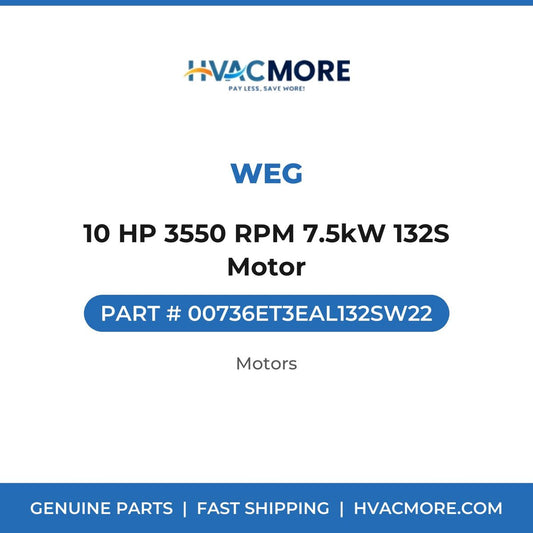 WEG 10 HP 3550 RPM 7.5kW 132S Motor 00736ET3EAL132SW22