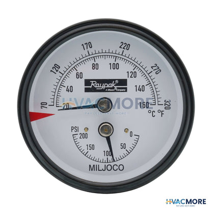 Raypak T&P Gauge 60 to 320F, 0 to 230 PSI 007399F