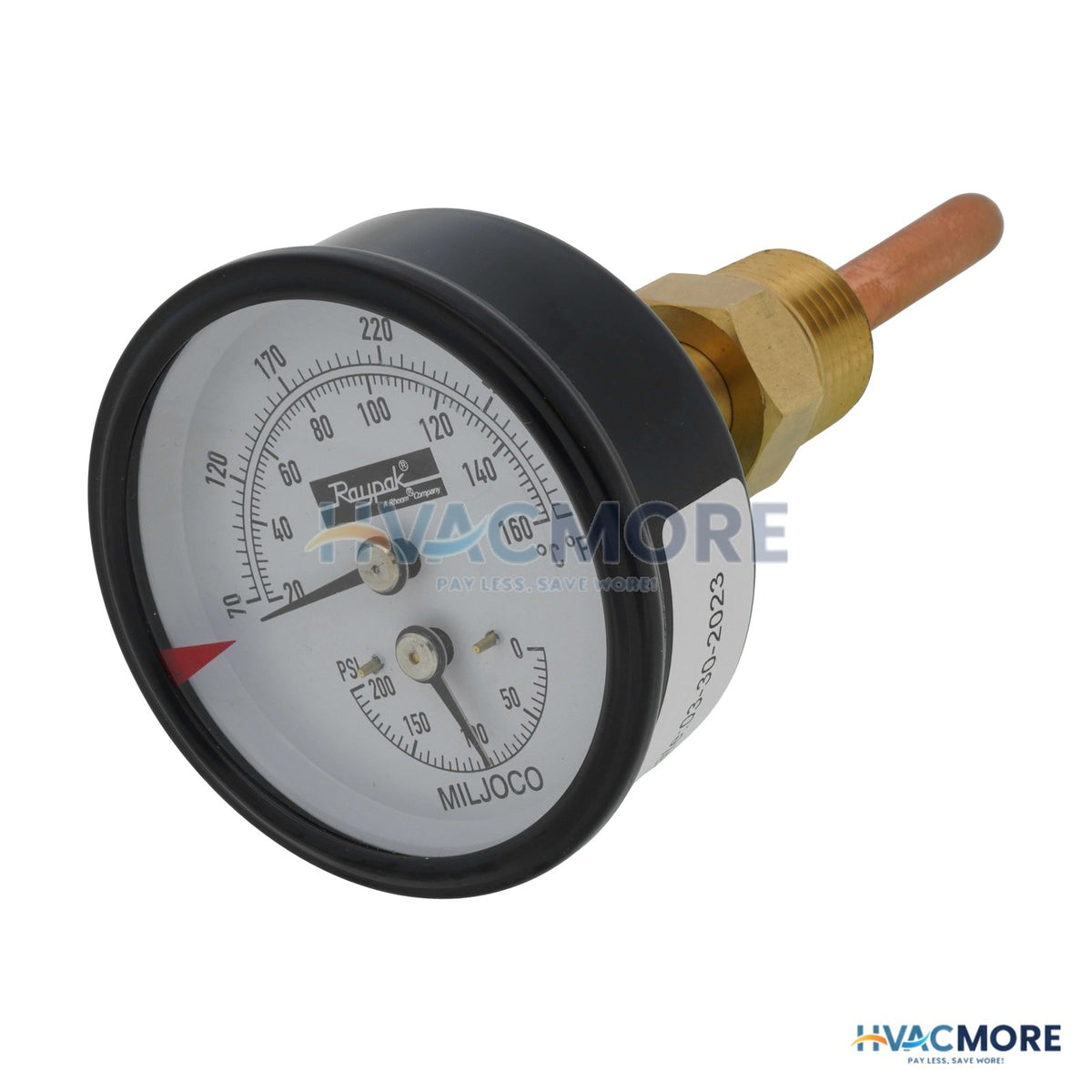 Raypak T&P Gauge 60 to 320F, 0 to 230 PSI 007399F