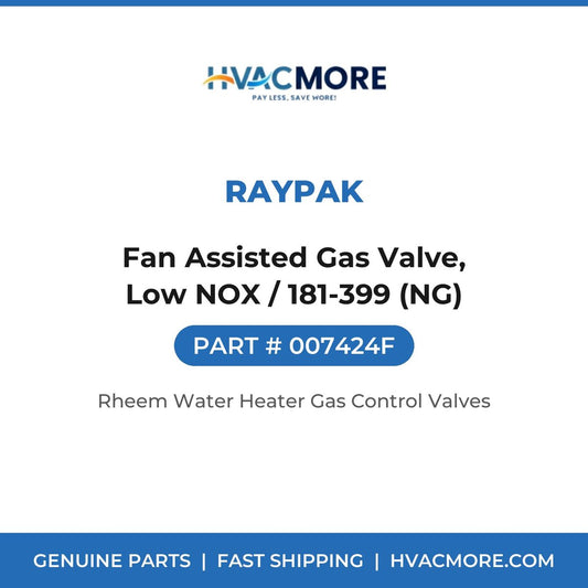Raypak Fan Assisted Gas Valve, Low NOX / 181-399 (NG) 007424F