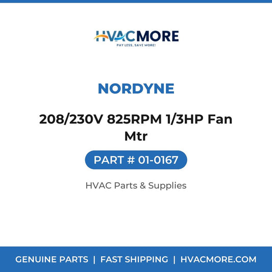 Nordyne 208/230V 825RPM 1/3HP Fan Mtr 01-0167