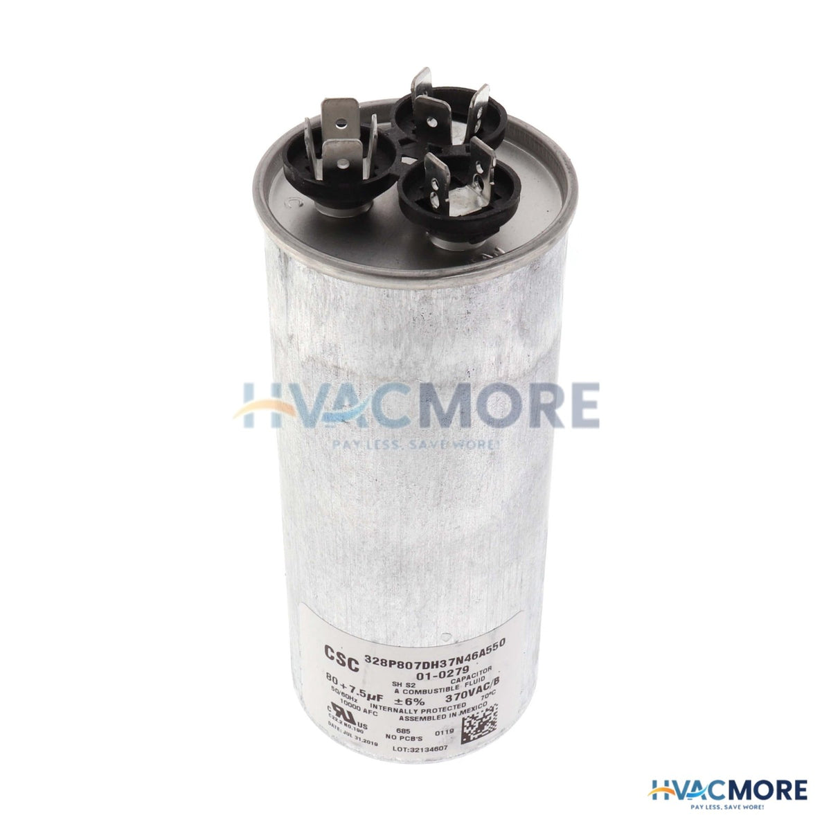 Nordyne 80/7.5 MFD Round Run Dual Capacitor (370V) 01-0279