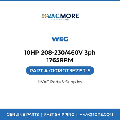 WEG 10HP 208-230/460V 3ph 1765RPM 01018OT3E215T-S