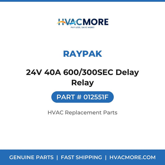 Raypak 24V 40A 600/300SEC Delay Relay 012551F
