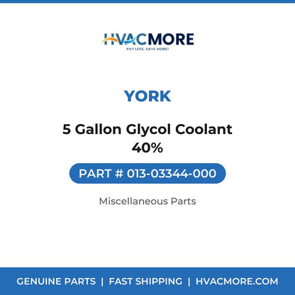 York 5 Gallon Glycol Coolant 40% 013-03344-000