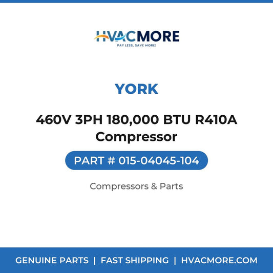 York 460V 3PH 180,000 BTU R410A Compressor 015-04045-104