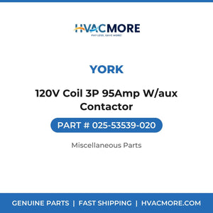 York 120V Coil 3P 95Amp W/aux Contactor 025-53539-020