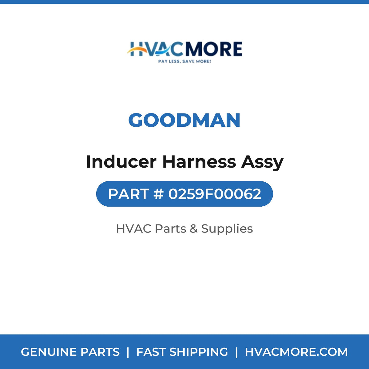 Goodman Inducer Harness Assy 0259F00062